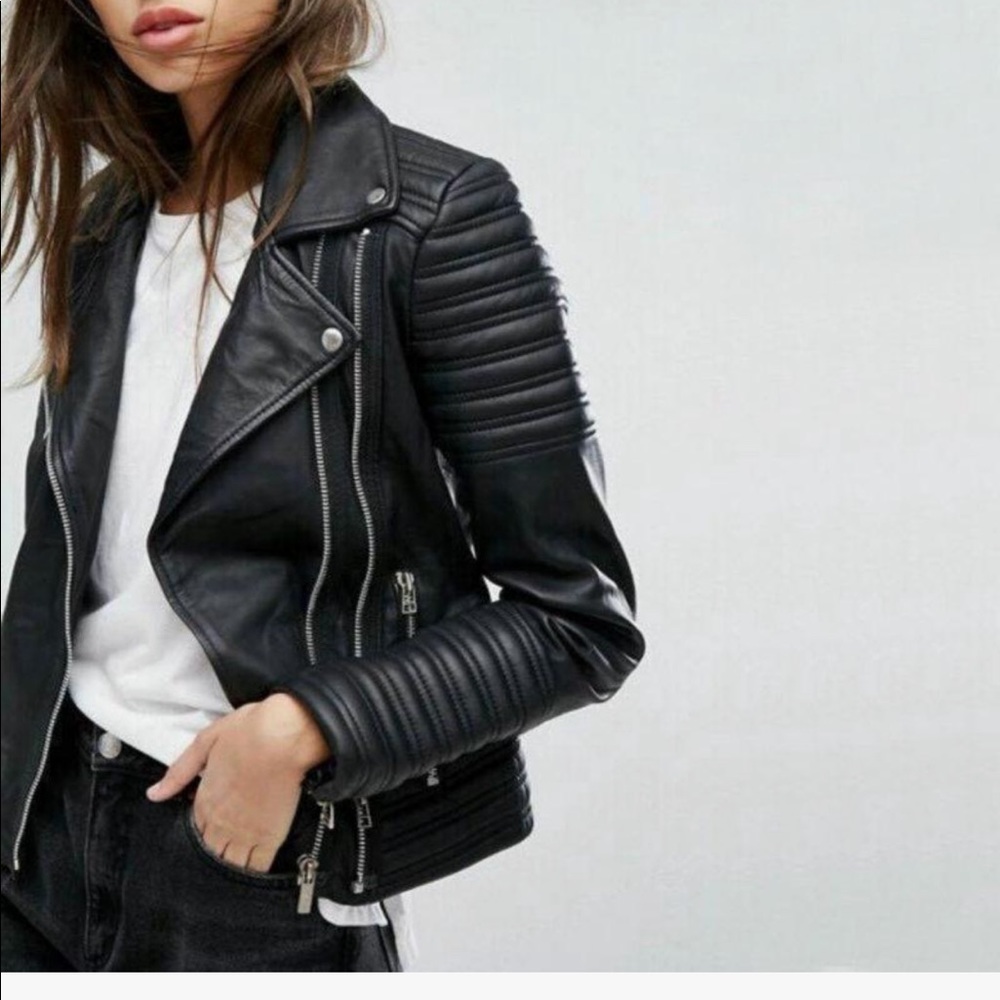 Motorcycle faux leather jacket - Picture 2 of 6